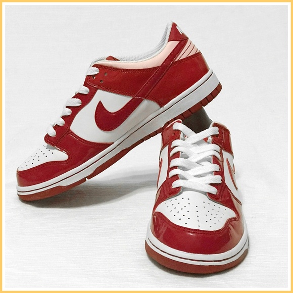 red shiny nike shoes